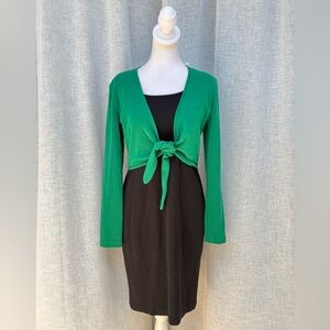 Theomiles green and black long sleeve dress
